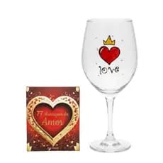 Kit Box do Amor + Taça de Vidro Champanhe Casal Namorados