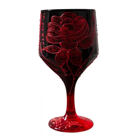 Taça Pomba Gira Preta Rosa Vermelha Buffet Cristal 300ml