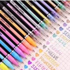 Novidade Kit com 12/24/36/48 Cores Caneta Gel ColorGel Tinta Glitter Pastel Neon Metal Escolar Ponta 1.0mm/Papelaria