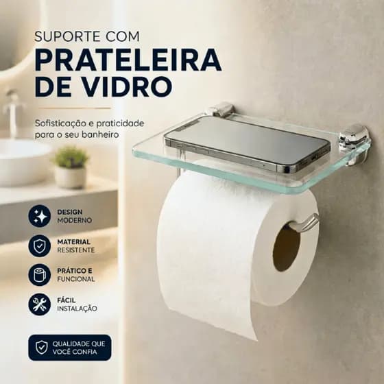 Suporte Para Papel Higiênico com Porta Celular. Papeleira Porta Papel Higiênico Porta Celular Luxo