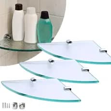 Kit 3 Prateleiras Porta Shampoo de Vidro 25x25 cm Banheiro Lavanderia Prateleira