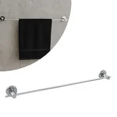 Porta Toalha De Banho Para Banheiro em Metal e Aço Inox 50cm Fixação Dupla de Parede