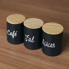 Kit 3 Potes para Café Sal Açúcar para Mantimentos