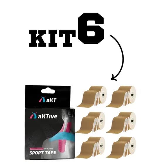 Kit 6 Bandagem Adesiva Elástica Sport Aktive Tape Fita Taping 5cm x 5m Kinesiology