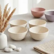 Kit 4 Tigelas de Bambu Ecológico Cumbuca Sobremesa Bowls Tigela Alimentos