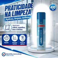 Limpa Vidros Jimo Spray 400ml Tira Manchas Limpeza Profunda Espelhos Janela
