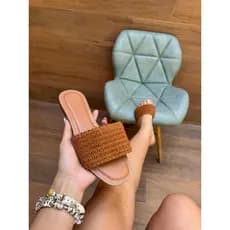 Sandália Feminina Rasteirinha Tecido Tricot Casual e Elegante