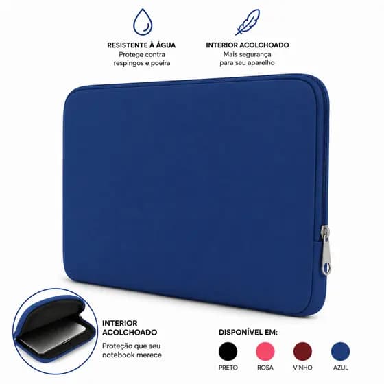 Capa Maleta de Notebook 13" 14" 15,6" 17" Polegadas Resistente a Respingos Zíper De Metal Lisa Macia