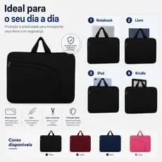 Case Capa Maleta de Notebook 13'' 14'' 15,6'' 17'' Polegadas Compacto Anti-Riscos Neoprene C/Bolso