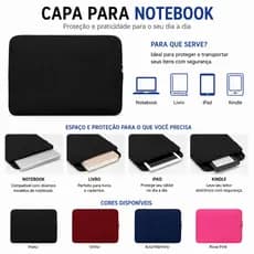 Case Capa de Notebook 15,6" Neoprene Resistência Contra Respingos de Água e Poeira Zíper de Metal