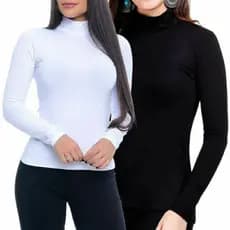 Blusa Gola Alta Manga longa Casual Confortável