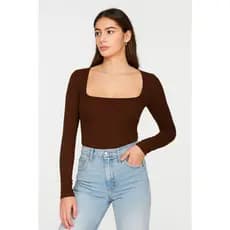 Blusa Manga Longa Feminina Decote Quadrado básica