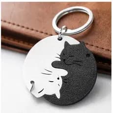 KIT Chaveiro Gato Casal Yin Yang Amor Romântico Presente Criativo
