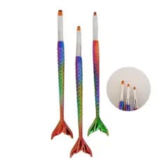 Kit 3 Pincel Sereia P/ Unhas De Gel Alongamento Acrigel