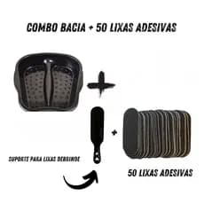 Combo Bacia de Pé + 50 Lixas Adesivas Preta