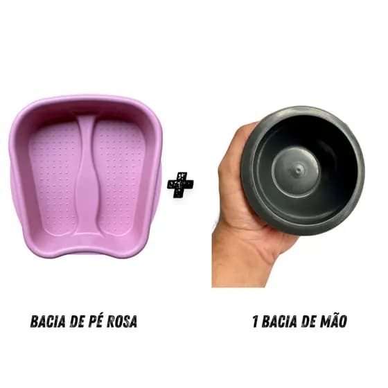 Bacia de pé Rosa + Bacia de Mão - Preta