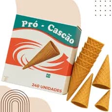 Casquinha Biscoito EXTRA para Sorvete, Cone Recheado ( Marca Pró Cascão )