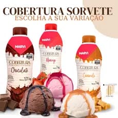 Cobertura para sorvete Marvi Sabor Chocolate Morango e Caramelo 1,01 kg