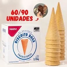 Casquinha Biscoito Doce Marvi Muito Crocante Utilizada pelo McDonald's - 90/60 unidades