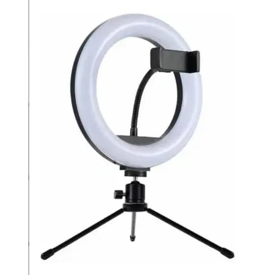 Anel Ring Light 8 Pol + Tripé De Mesa + Suporte Cel Video