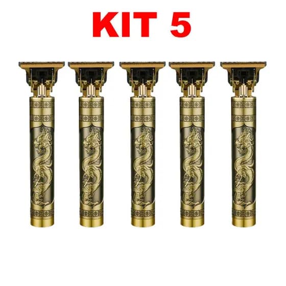 Trimmer Máquina de Acabamento Dragão Dourado sem fio profissional para cabelo e barba masculina Kit 5 anjgg