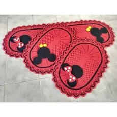 Tapete de crochê, jogo da Minnie e Mickey, kit com 3 pçs,