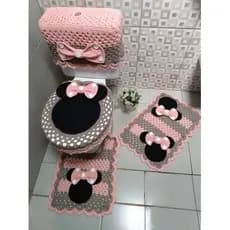 Jogo de banheiro de crochê kit da minie