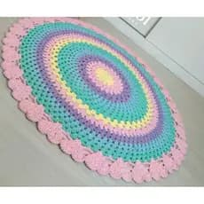 tapete de crochê redondo arco-íris, 1metro de diâmetro,ideal para sala quarto, tapete artesanal colorido