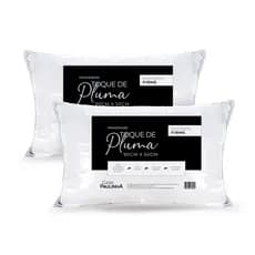 Kit 2 Travesseiros Toque De Pluma Suporte Firme 90x50 180 Fios Algodão