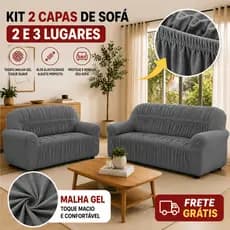 Kit Capa de Sofá 2 e 3 Lugares Lisa Malha Gel Flexível Resistente Fácil de Vestir