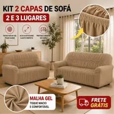 Kit Capa para Sofá 2 e 3 Lugares em Malha Gel Elástica Ajuste Completo Toque Macio