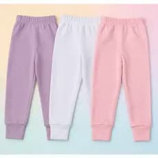 Kit 3 Calça de Bebê Mijão Com Pé Reversível Culote Vira Pé Suedine 100% Algodão Enxoval Maternidade Pagão Infantil
