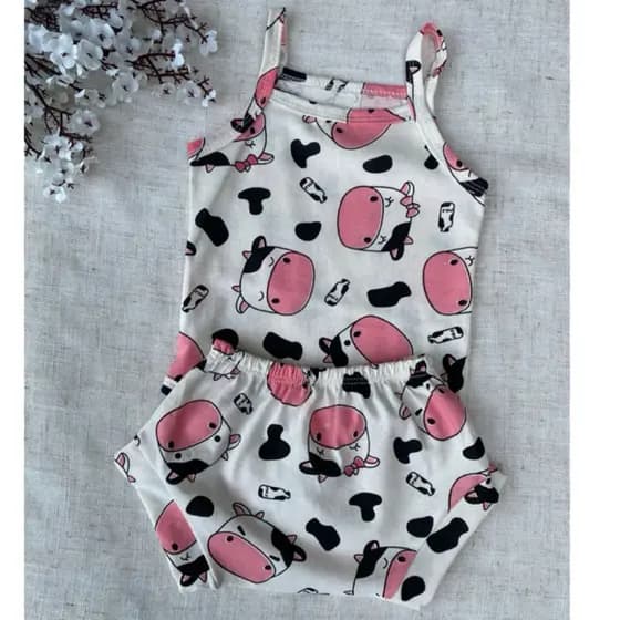Conjunto De Roupa Para Bebê Menina  0 a 12 meses Body E Shorts Calcinha Tapa Fralda De Algodão Com Estampa Sortida Verão
