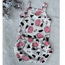 Conjunto De Roupa Para Bebê Menina  0 a 12 meses Body E Shorts Calcinha Tapa Fralda De Algodão Com Estampa Sortida Verão