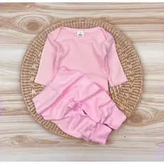 Conjunto Infantil 2 Peças Menina Menino Inverno 100% Algodão para Bebês de 0 a 12 meses Body Manga Longa e Calça Vira Pé