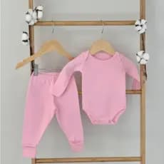 Conjunto Bebê Menina Menino Inverno Quentinho Body Manga Longa e Calça Vira Pé 100% Algodão Roupa Infantil Kids