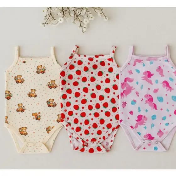 Kit com 3 Body Bebe Menina Alcinha Algodão Roupa de Bebê Conjunto Borys para Bebê do P ao G Ragata Infantil Regatinha