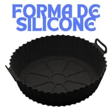 Forma De Silicone Cor Preta 20cm Para AirFryer Microondas Forno Eletrico