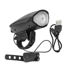 Farol Bike Led com Buzina Recarregável [Preto]