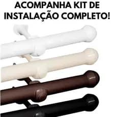 Kit Varão para Cortina Madeira 2 Metros 19mm Completo Fácil Instalação e Alta Resistência