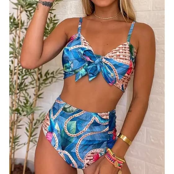 Biquíni Hot Pants Laço alcinha feminina Estampado florido cod08