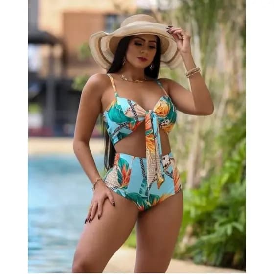Biquíni Hotpants' com Laço e alcinha Estampado cd9