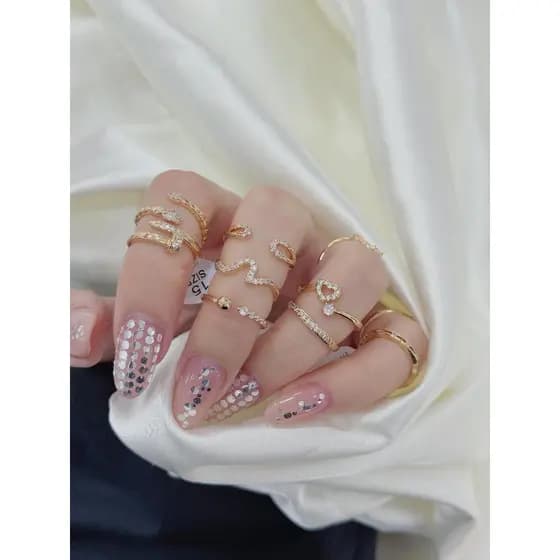 Kit 5pçs/Conjunto Anel de Articulação de Dedo Latão com Zircônia Feminino para Presente Varios Números