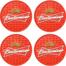 Kit 4 Porta Copo Budweiser -  Descanso De Copo Emborrachado Barmat