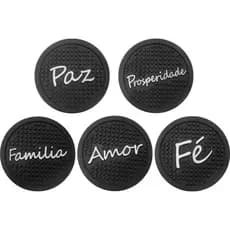 Kit 5 Porta Copos Bolacha Modelo Família Emborrachado Alto Relevo Porta Copo Xicaras