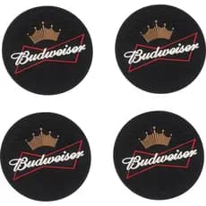 Kit 6 Porta Copos Budweiser - Bolacha De Chopp Emborrachado Alto Relevo