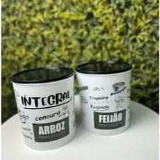 Kit 2 Porta Mantimento Plástico Tampa Preta Arroz e Feijão 4 Litros Potes Organizador Condimentos