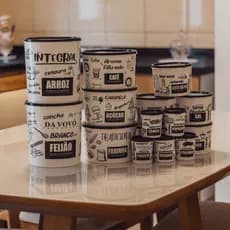 Kit 15 Porta Mantimentos Condimentos Tempero Organizador Cozinha Plastico Decoração Preto Cozinha