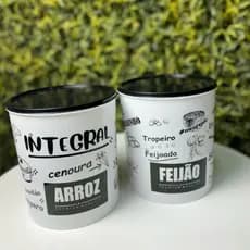 Kit 2 Potes Condimentos Porta Mantimento Conjunto Organizador Cozinha Linha Color Black