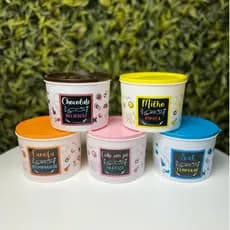 Kit Colorido 5 Potes Organizador Condimentos Conjunto Porta Mantimento Pote Plástico Colorido